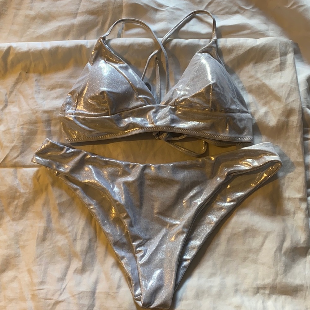 Shein Metallic two piece swimsuit